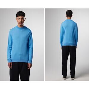 NN07 Mens Blue Wool Sweater Mockneck Size Large NEW Long Sleeve